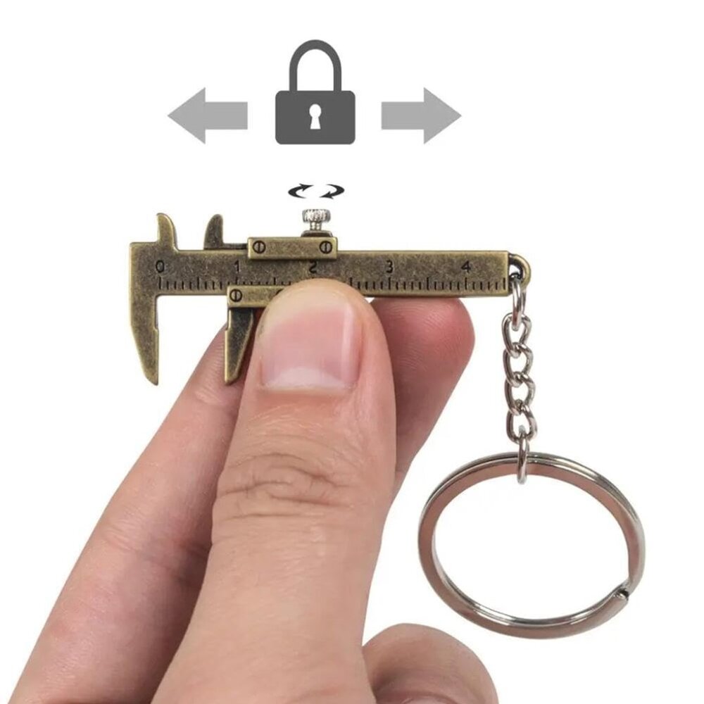 Portable Metal Vernier Caliper Straight Tooth Keychain Measuring Tools(1 set)